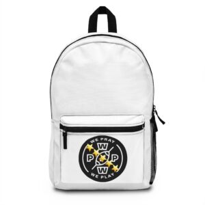 We Pray We Play Printed Bagpack - White