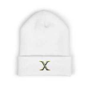 Stylish Embroidered Beanie, Cool White Cuffed Hat, Gift for Him or Her, Winter Wear, Fashion Accessory, Cozy Knitted Hat